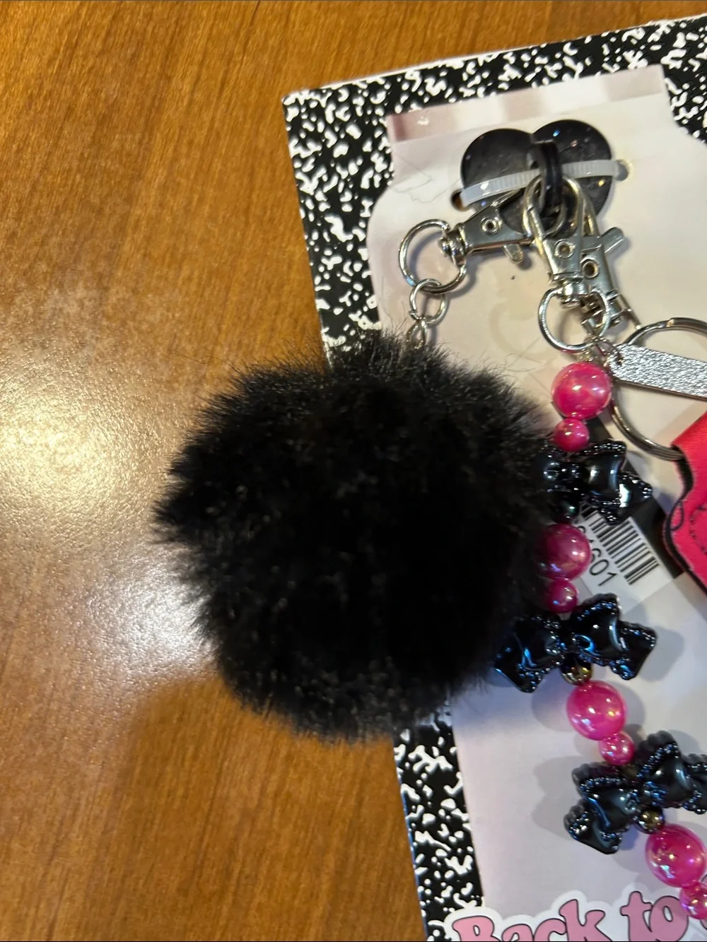 Pink Smiley Pom Keychain bag charms